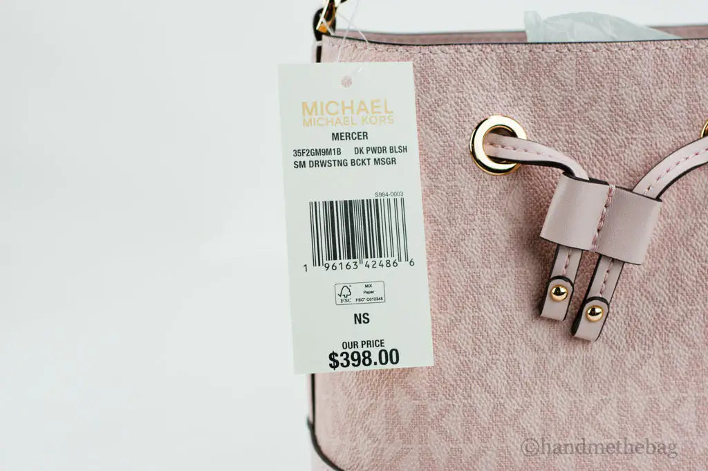 Michael Kors Mercer Small Dark Powder Blush PVC Bucket Crossbody Handbag Purse - Blingy Bag LLC