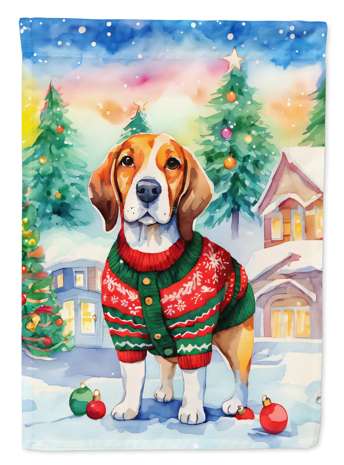 Beagle Christmas Garden Flag Snow - Blingy Bag LLC