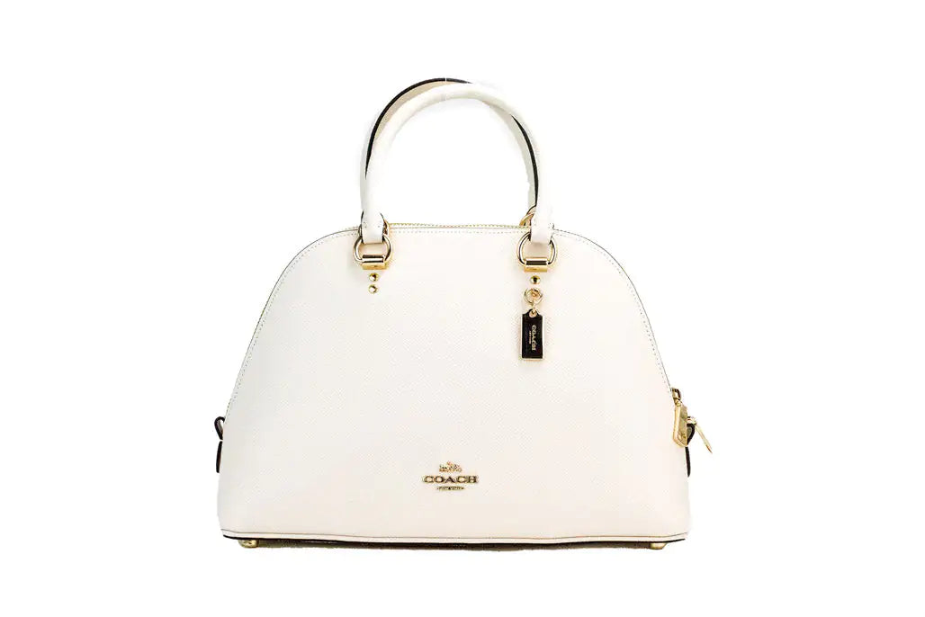 Coach (2553) Katy Medium Chalk Crossgrain Leather Satchel Dome Handbag - Blingy Bag LLC