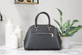 Coach (2553) Katy Medium Black Crossgrain Leather Satchel Dome Handbag - Blingy Bag LLC