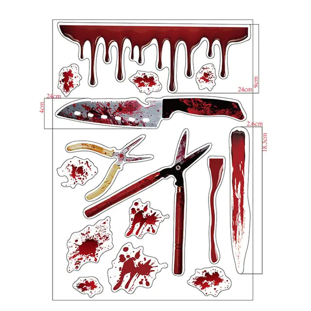 Halloween Bloody Handprints Wall Stickers - Blingy Bag LLC