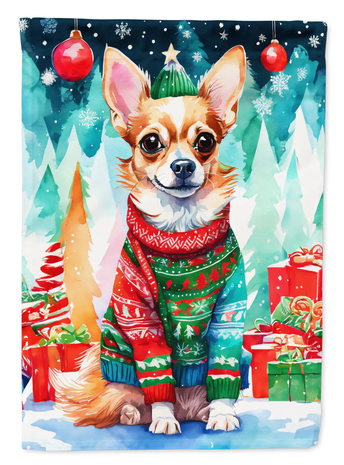 Chihuahua Christmas House Flag - Blingy Bag LLC