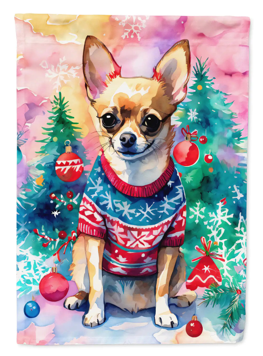 Chihuahua Christmas House Flag - Blingy Bag LLC