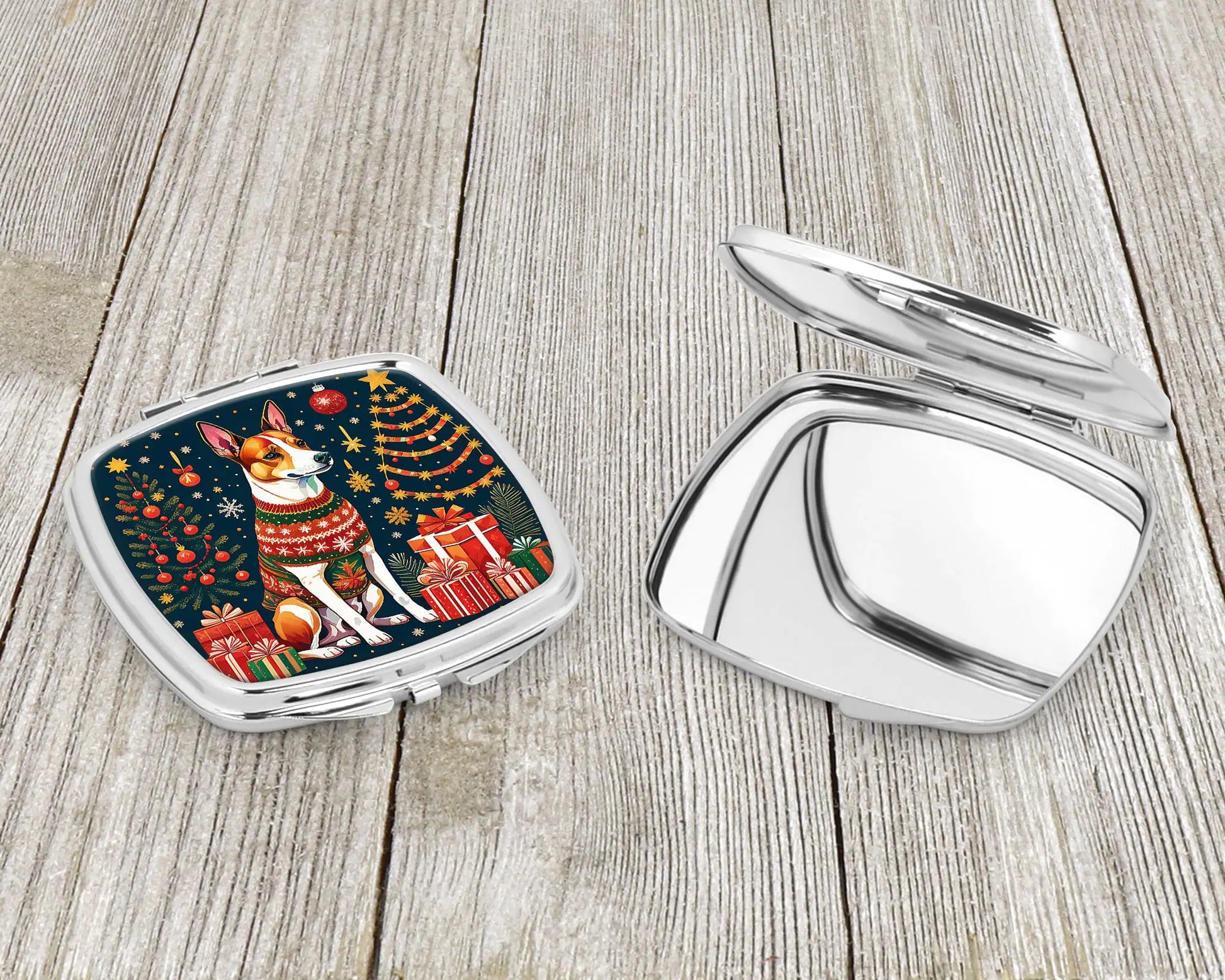 Basenji Christmas Compact Mirror - Blingy Bag LLC