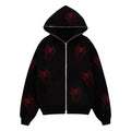 Skeleton Rhinestones Off White Full Zip Hoodie Men/Women Tops - Blingy Bag LLC