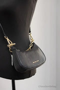 Michael Kors Cora Mini Black Pebbled Leather Zip Pouchette Crossbody Handbag - Blingy Bag LLC