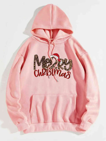 Christmas Graphic Drawstring Hoodie - Blingy Bag LLC