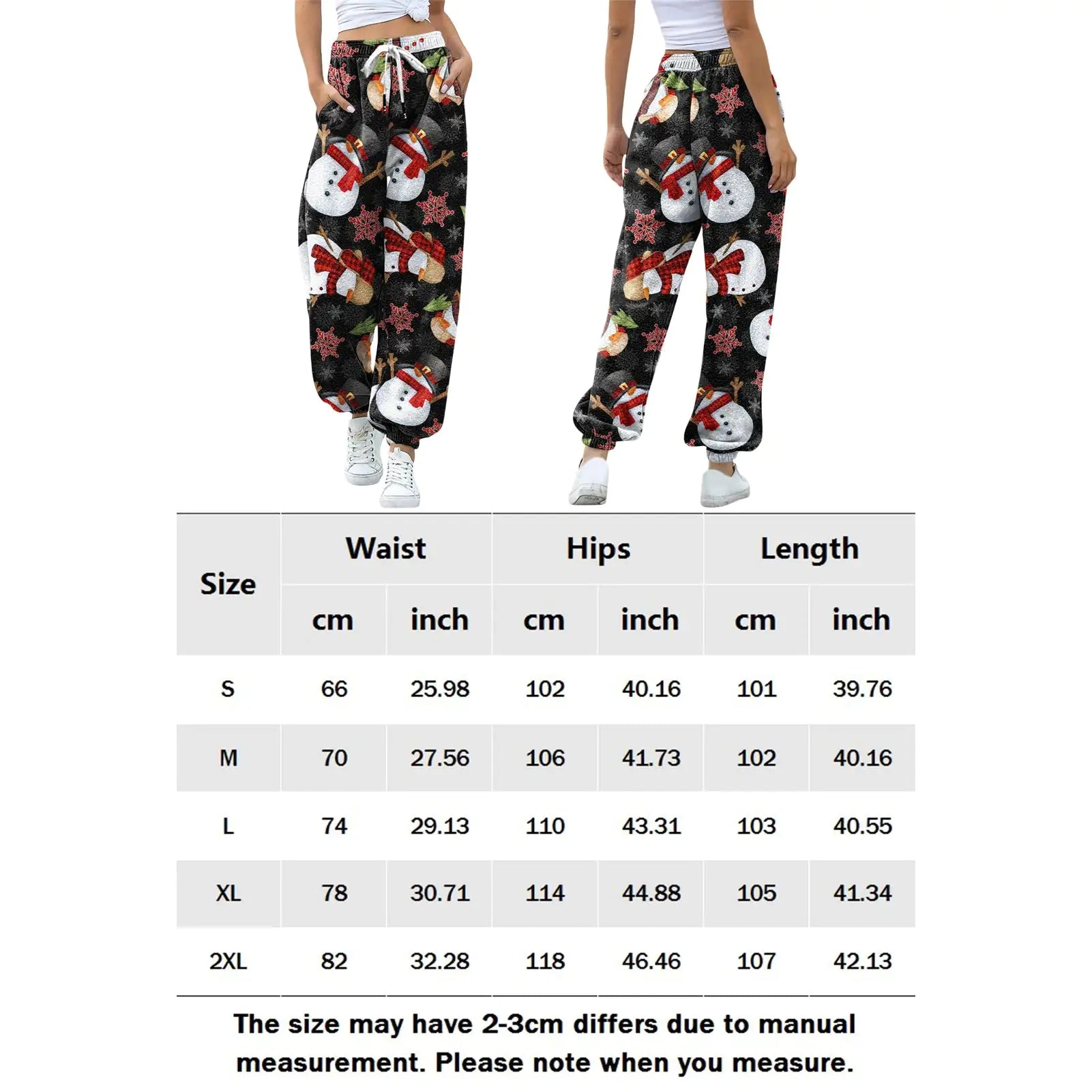 Christmas Print Drawstring Leggings - Blingy Bag LLC