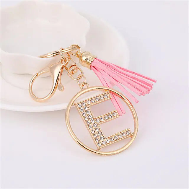 Rhinestones English Letter Alloy Keychain - Blingy Bag LLC