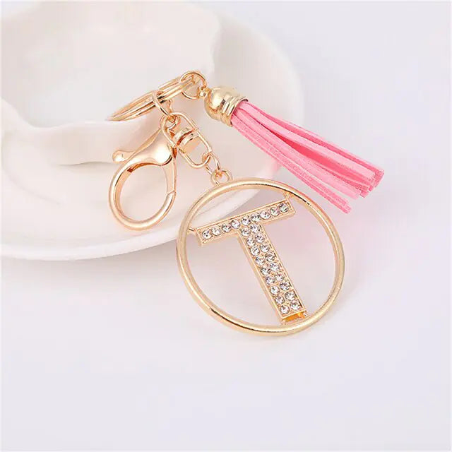Rhinestones English Letter Alloy Keychain - Blingy Bag LLC