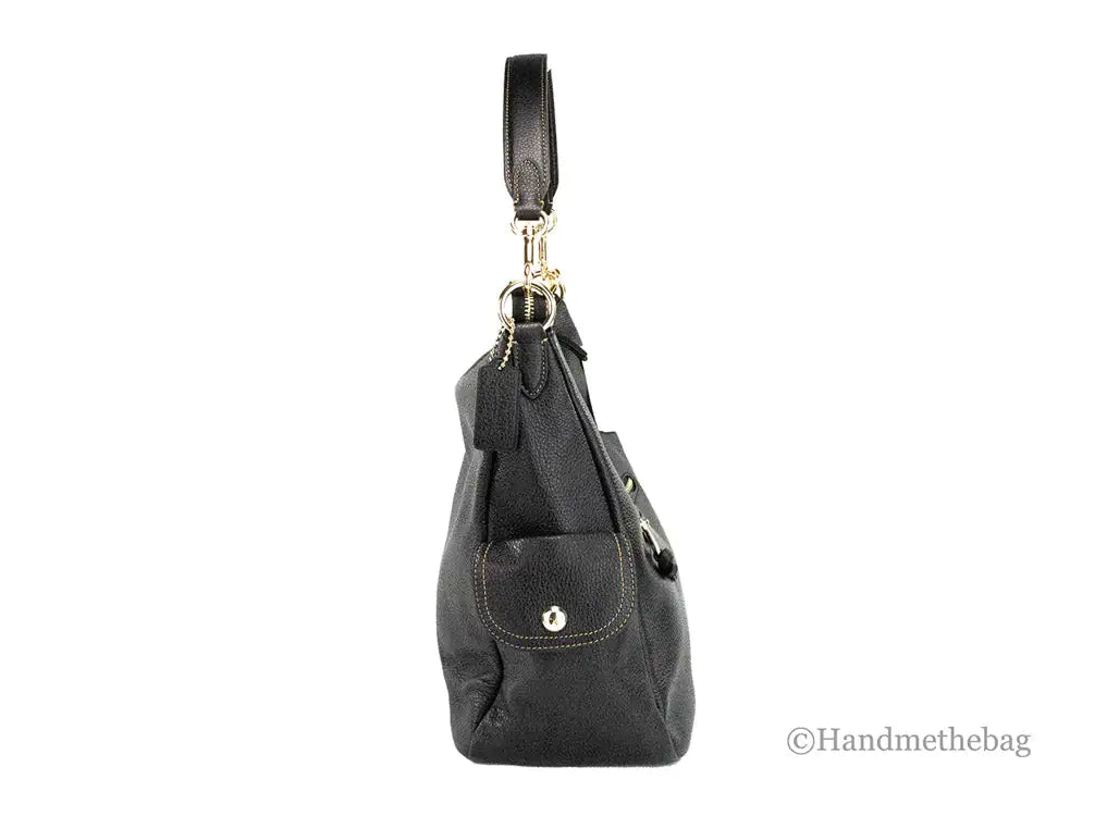 Coach Pennie Black Pebbled Leather Shoulder Bag Crossbody Handbag - Blingy Bag LLC