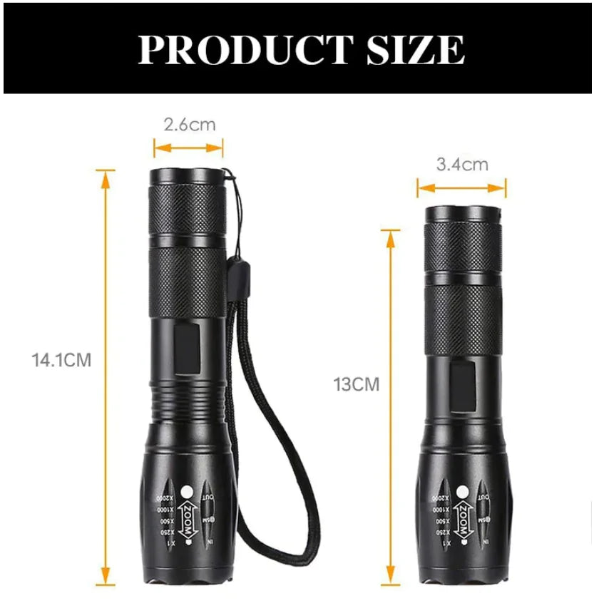 Super-Bright 90000LM LED Tactical Flashlight 5 Modes Zoomable Torch Searchlight - Blingy Bag LLC