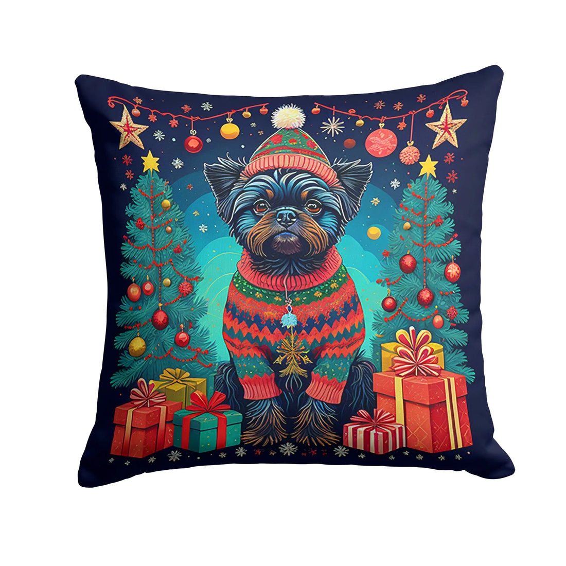 Affenpinscher Christmas Throw Pillow - Blingy Bag LLC