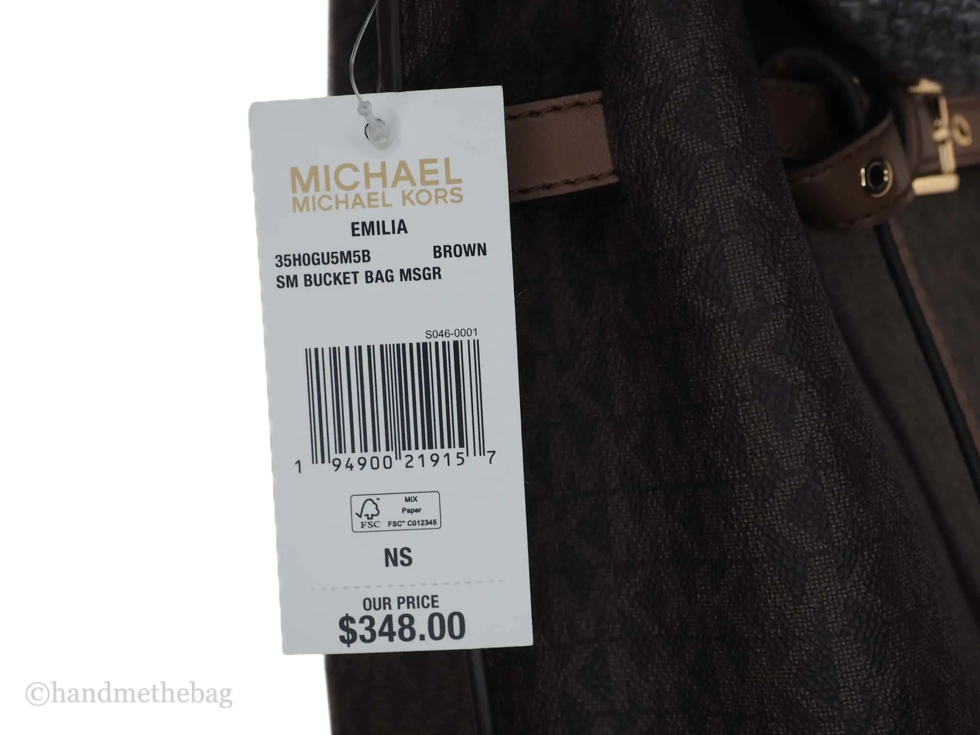 Michael Kors Emilia Small Brown Signature PVC Convertible Bucket Bag Messenger Handbag - Blingy Bag LLC