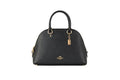 Coach (2553) Katy Medium Black Crossgrain Leather Satchel Dome Handbag - Blingy Bag LLC