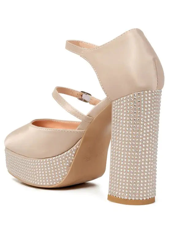 Rhinestones Embellished Platform Sandals - Blingy Bag LLC