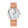 Rose Gold Mesh Band Marble Watch - Blingy Bag LLC