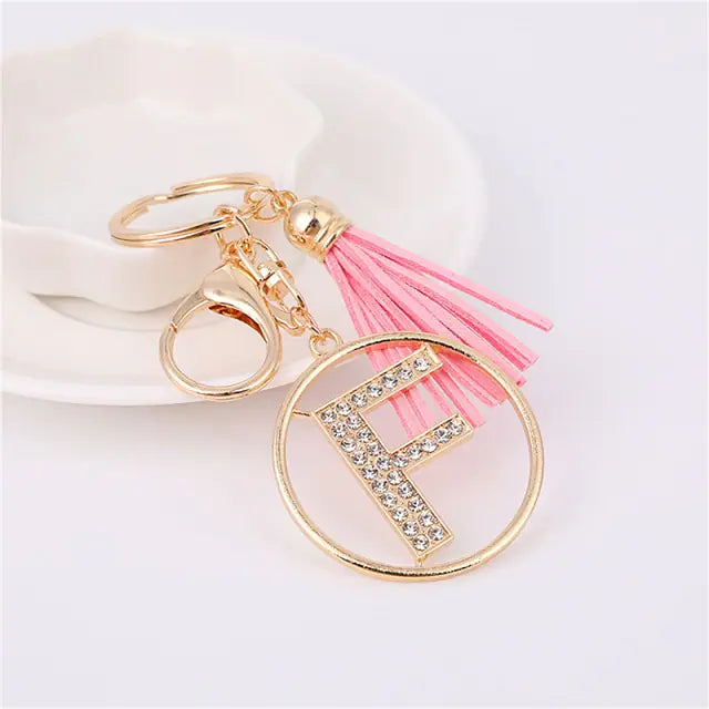 Rhinestones English Letter Alloy Keychain - Blingy Bag LLC