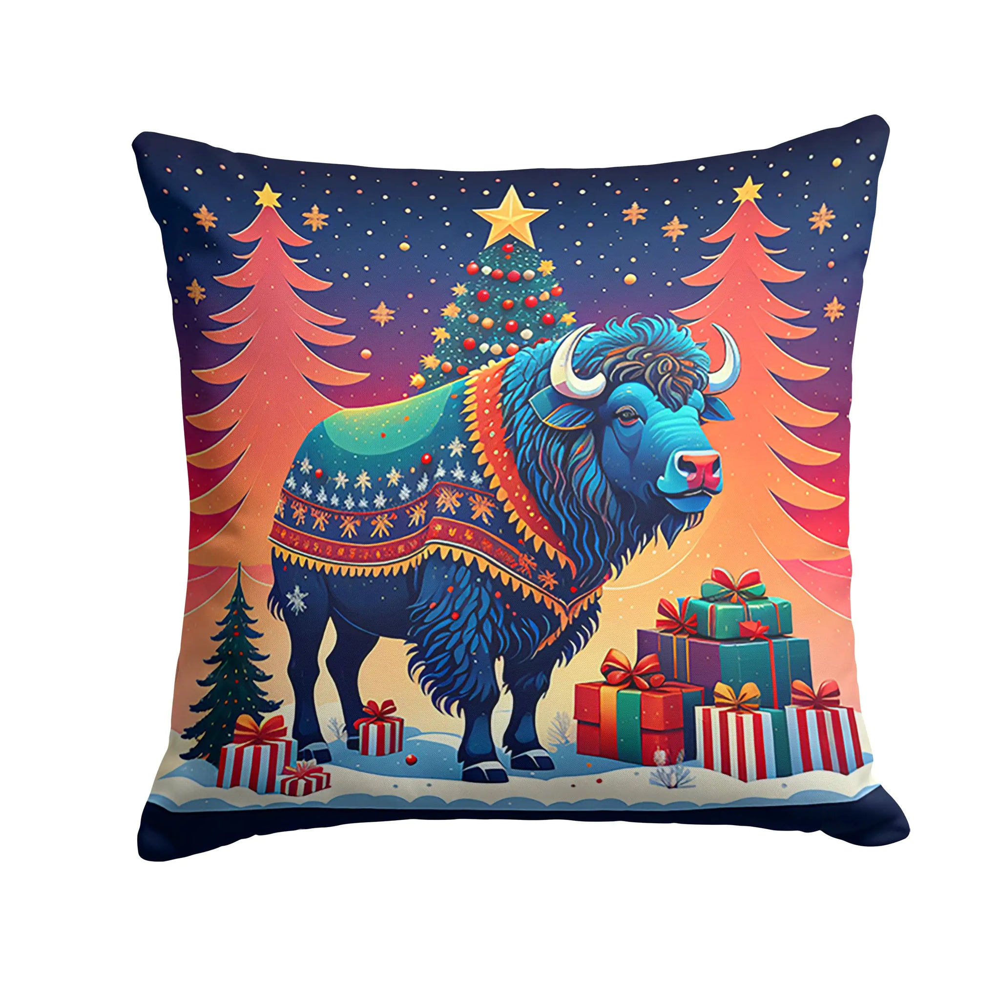 Buffalo Christmas Throw Pillow - Blingy Bag LLC