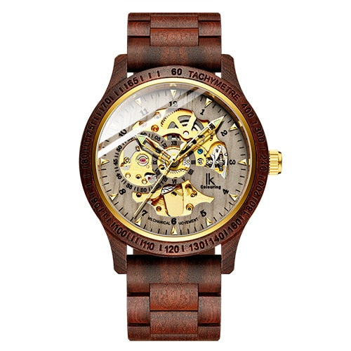 Classic Wooden Men's Mechanical Watch - Blingy Bag LLC