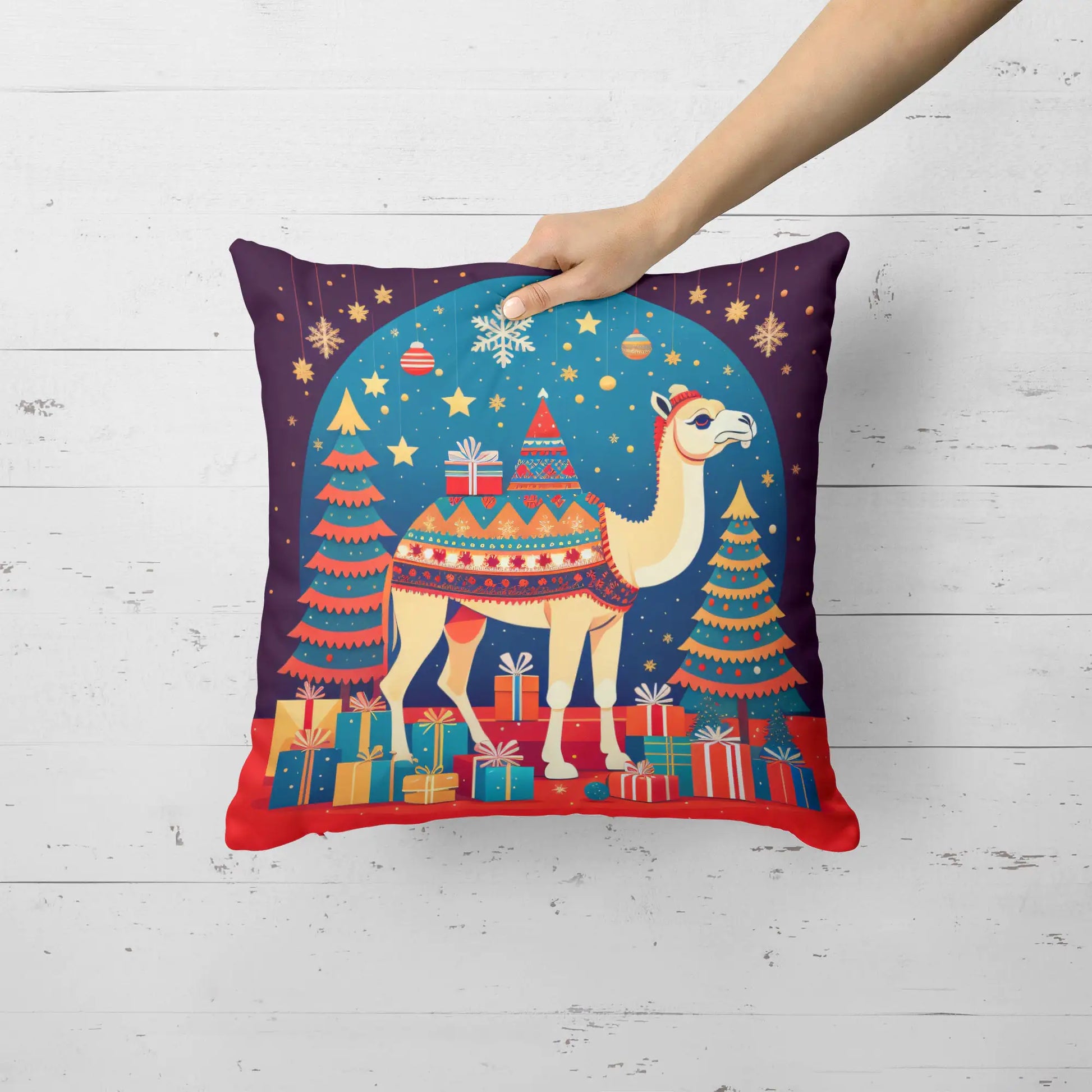 Camel Christmas Throw Pillow - Blingy Bag LLC